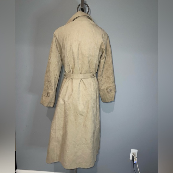 Vintage Gino Rossi for Wilson ultra suede long trench coat tan jacket tie waist - Picture 2 of 9